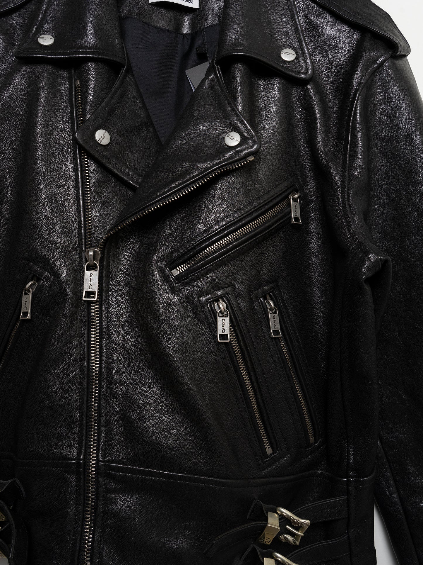 AW23 Runway Rose Buckle Leather Rider Jacket