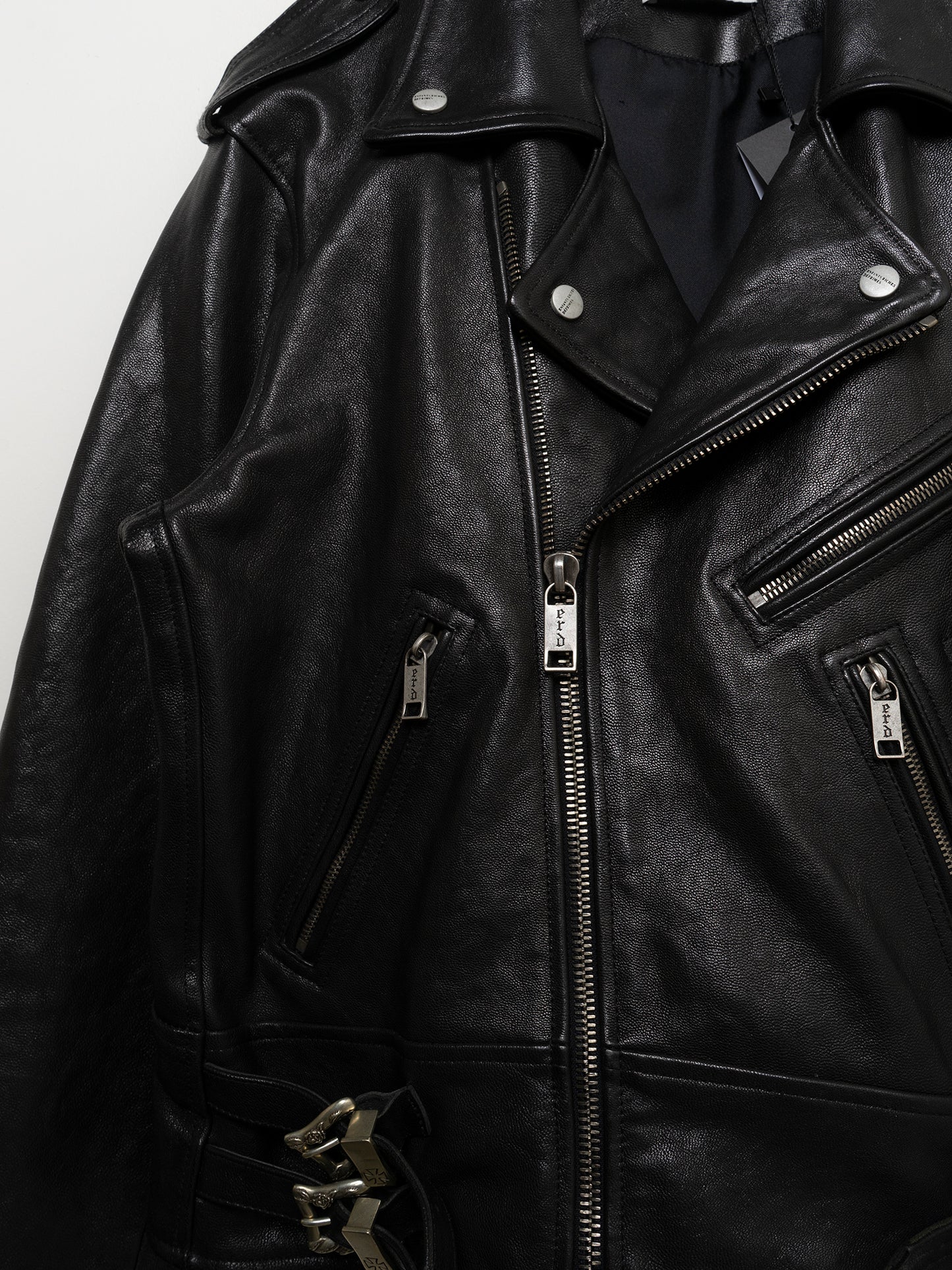 AW23 Runway Rose Buckle Leather Rider Jacket