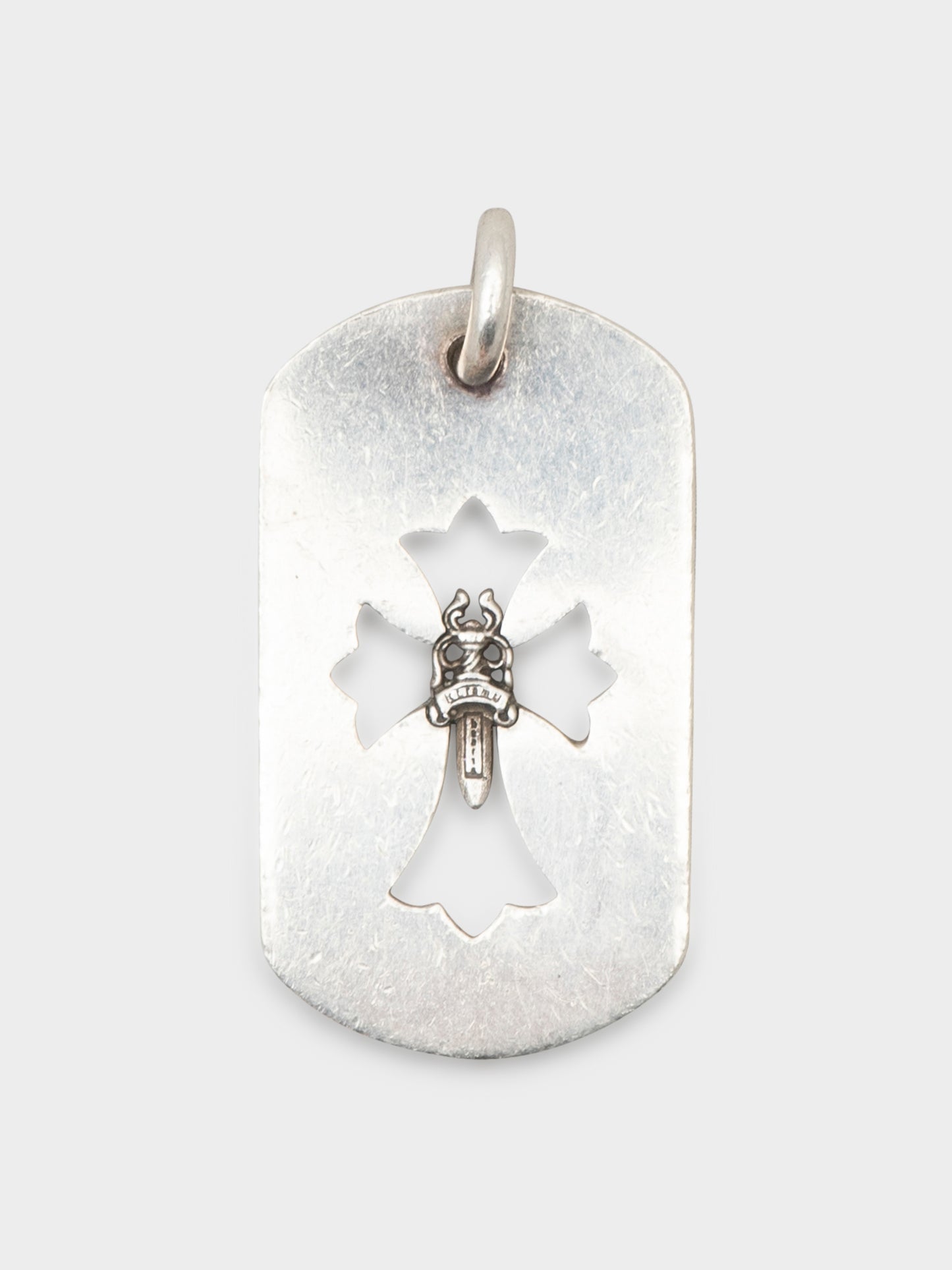 Cross Cut-Out Dog Tag Pendant