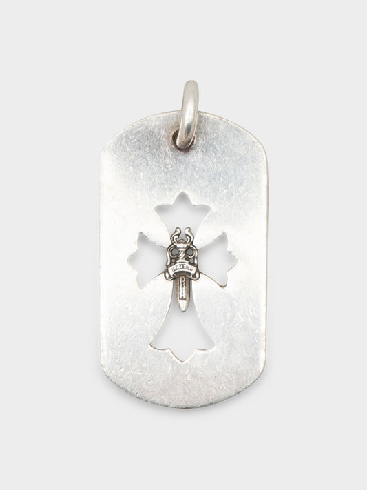 Cross Cut-Out Dog Tag Pendant