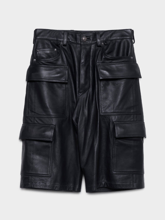Leather Fatigue Cargo Shorts
