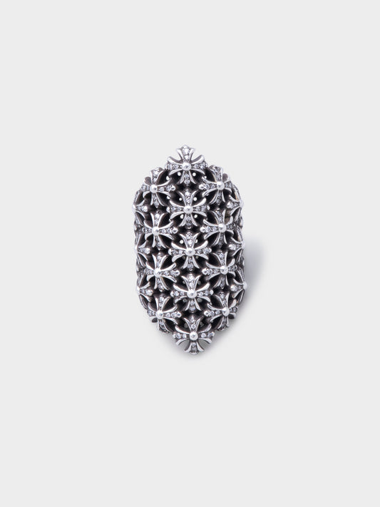 Chain Maille Ring w/ Pave Set Diamonds