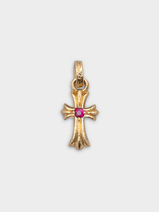 22k Ruby Baby Fat Cross Pendant