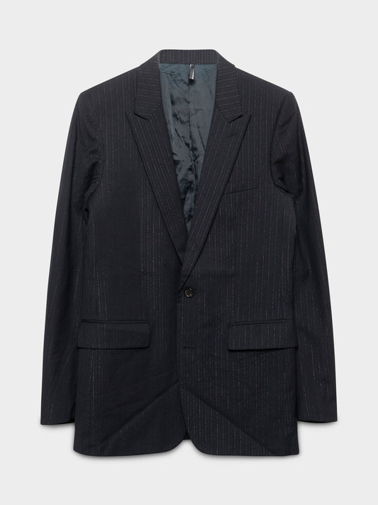Silver-Threaded Pinstripe Blazer