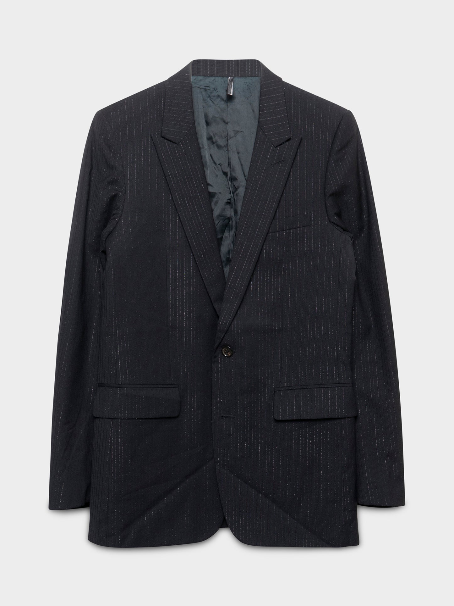 Silver-Threaded Pinstripe Blazer