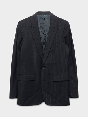 Silver-Threaded Pinstripe Blazer