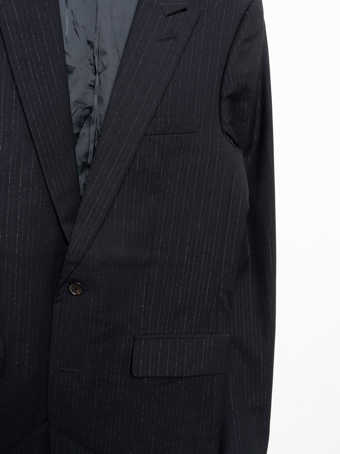 Silver-Threaded Pinstripe Blazer