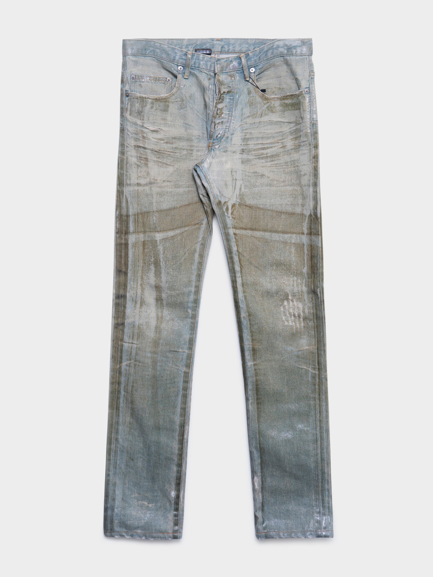 ‘Strip’ Ice Blue Waxed Jeans