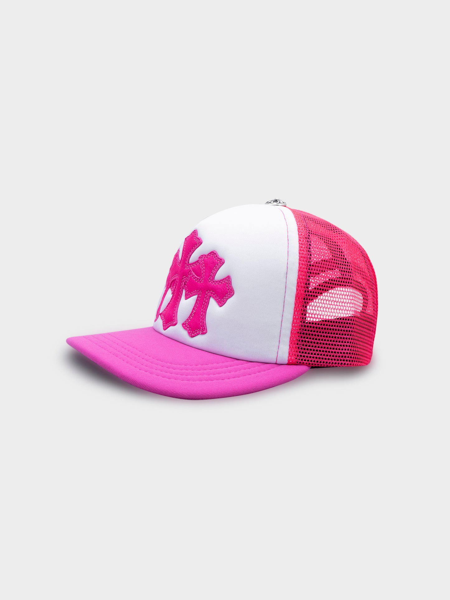 Neon Pink Triple Cross Trucker Hat