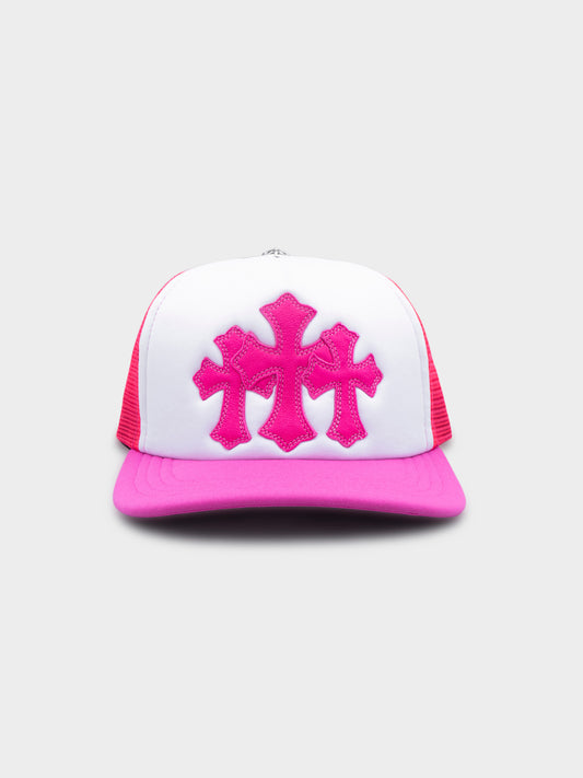 Neon Pink Triple Cross Trucker Hat