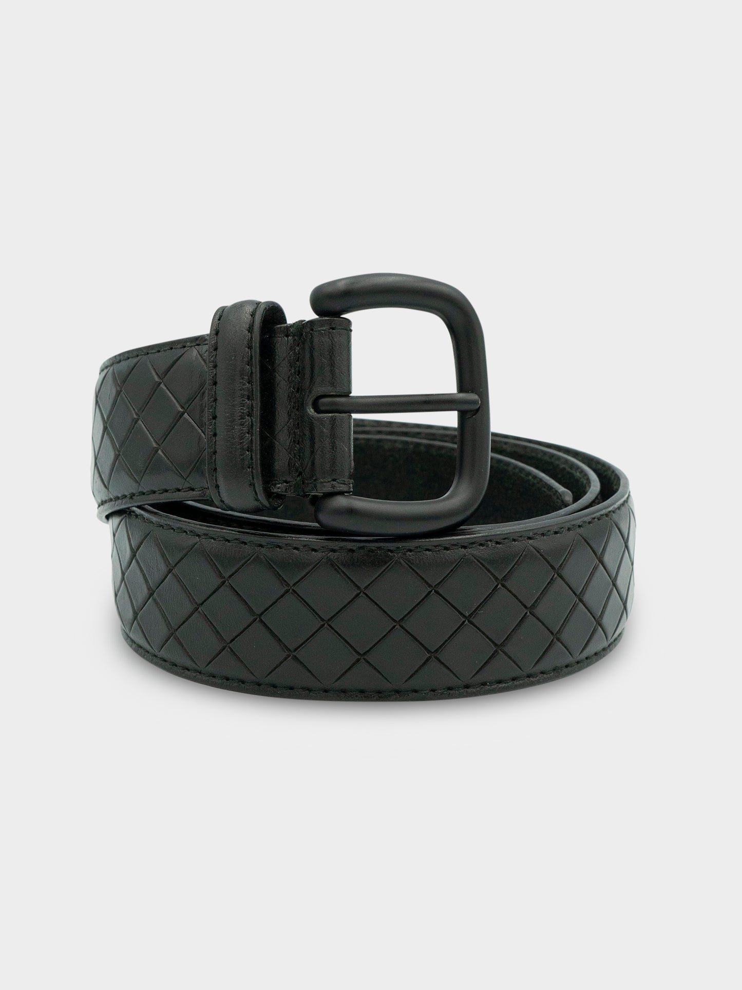Quilted Intrecciato Leather Belt