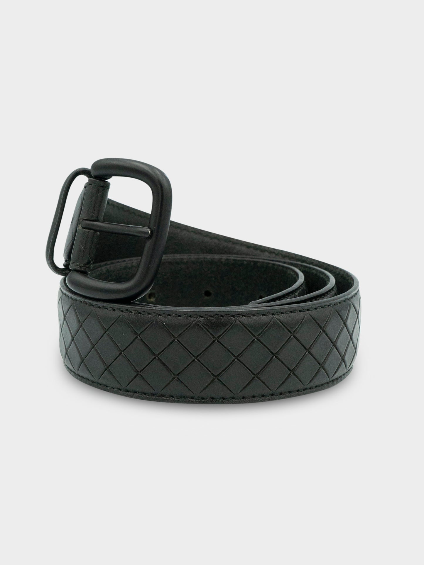 Quilted Intrecciato Leather Belt