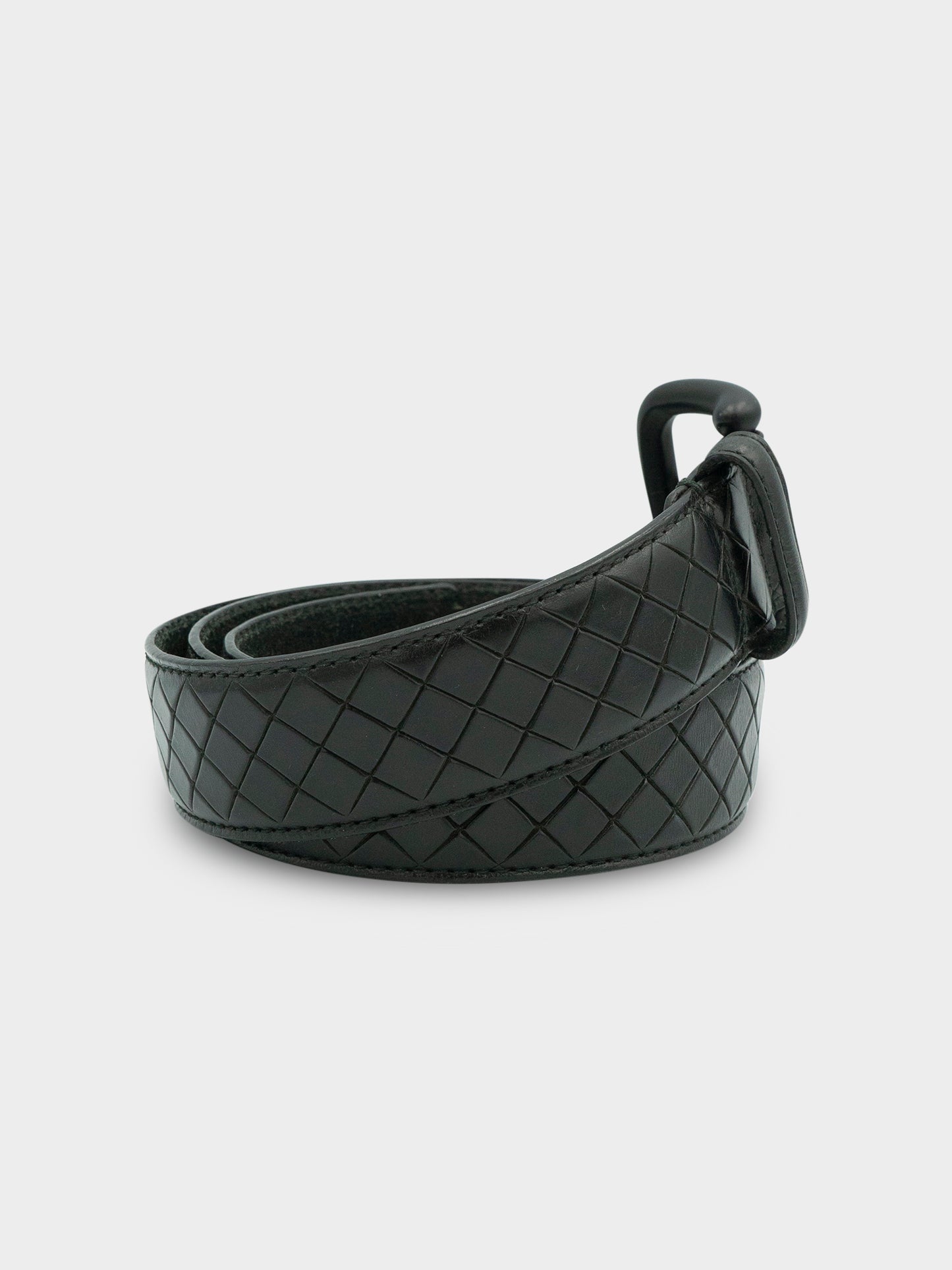 Quilted Intrecciato Leather Belt
