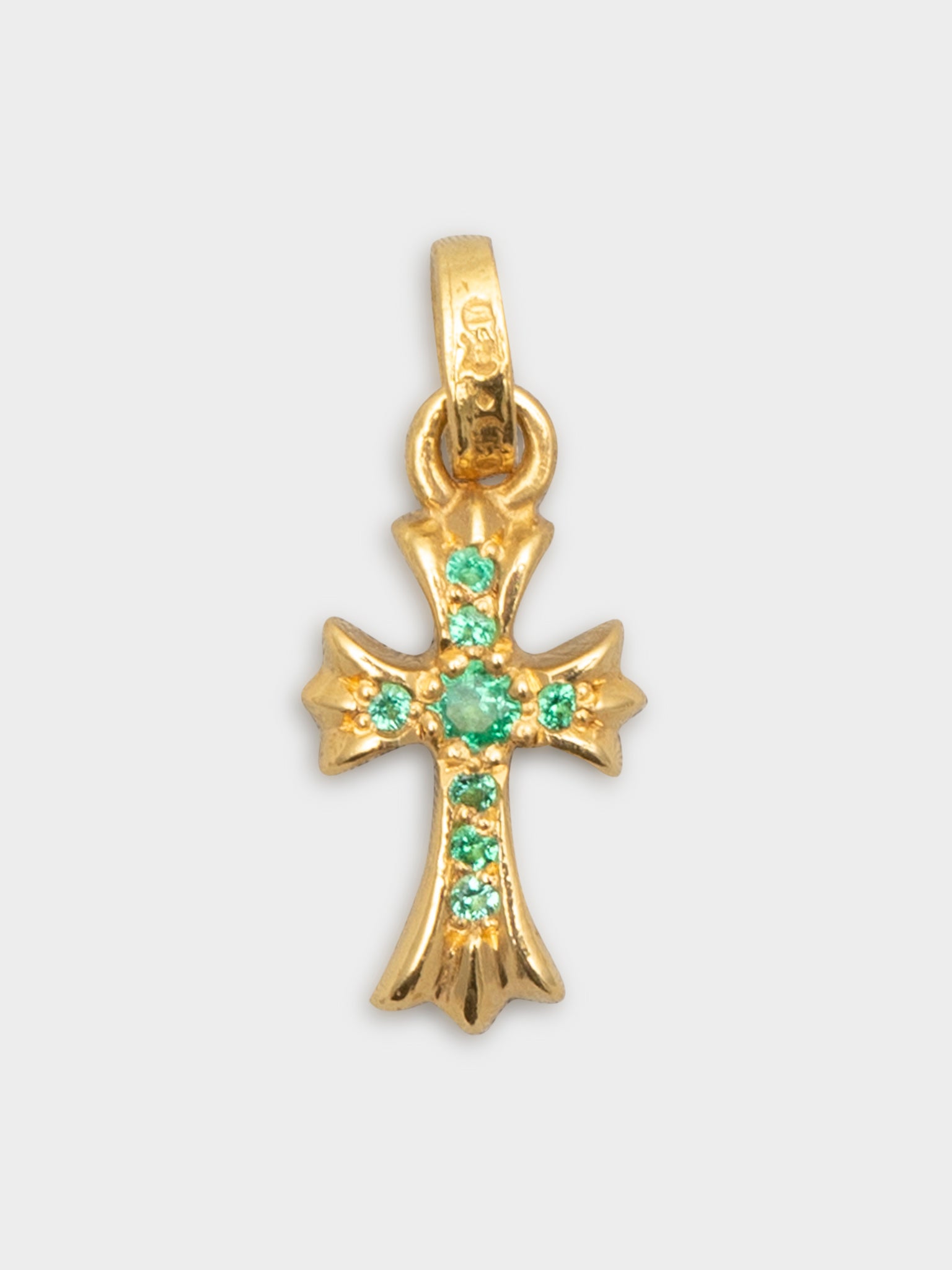 Chrome Hearts: 22k Pavé Emerald Baby Fat Pendant | Groupie