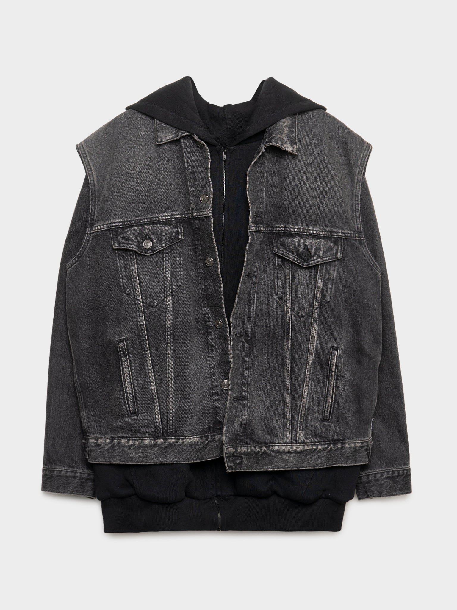 Balenciaga: Twinset Hooded Denim Jacket | Groupie