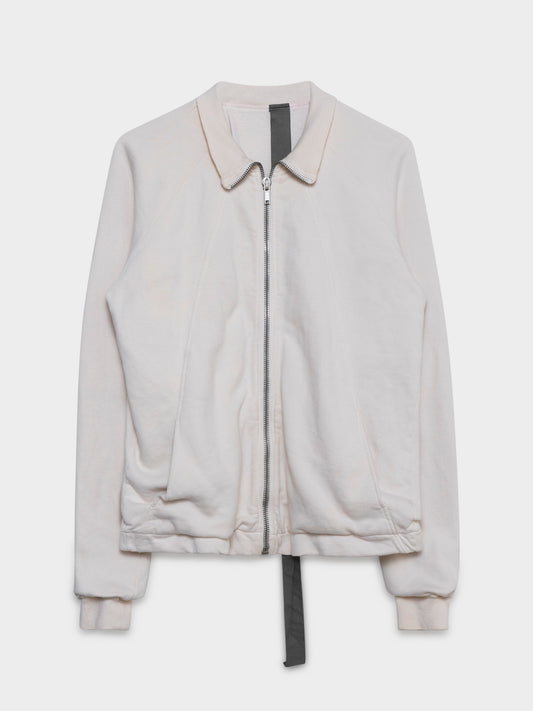 White Zip-up Cotton Bomber Jacket