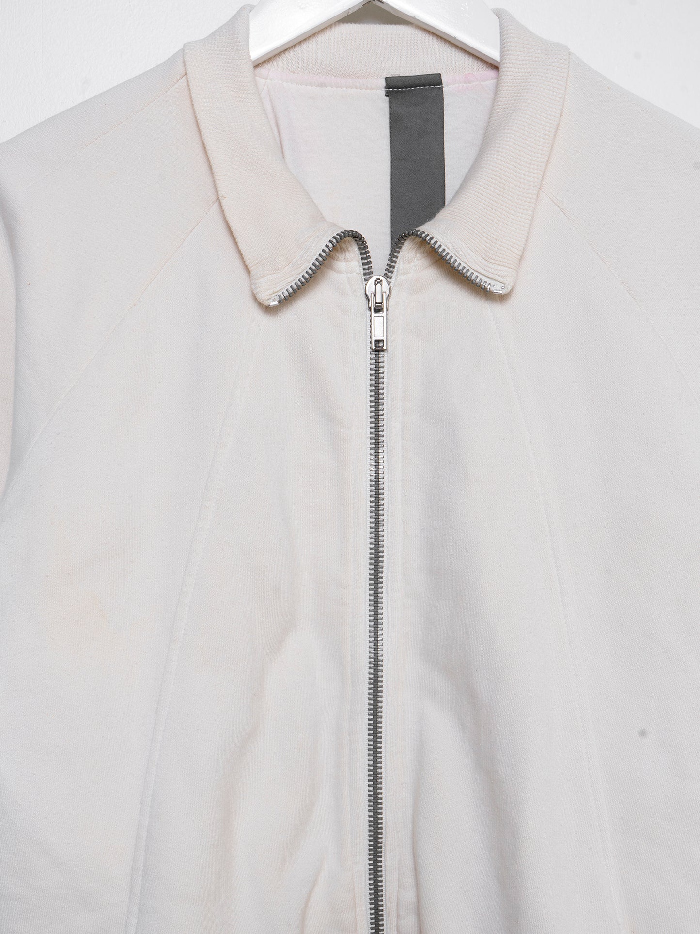 White Zip-up Cotton Bomber Jacket