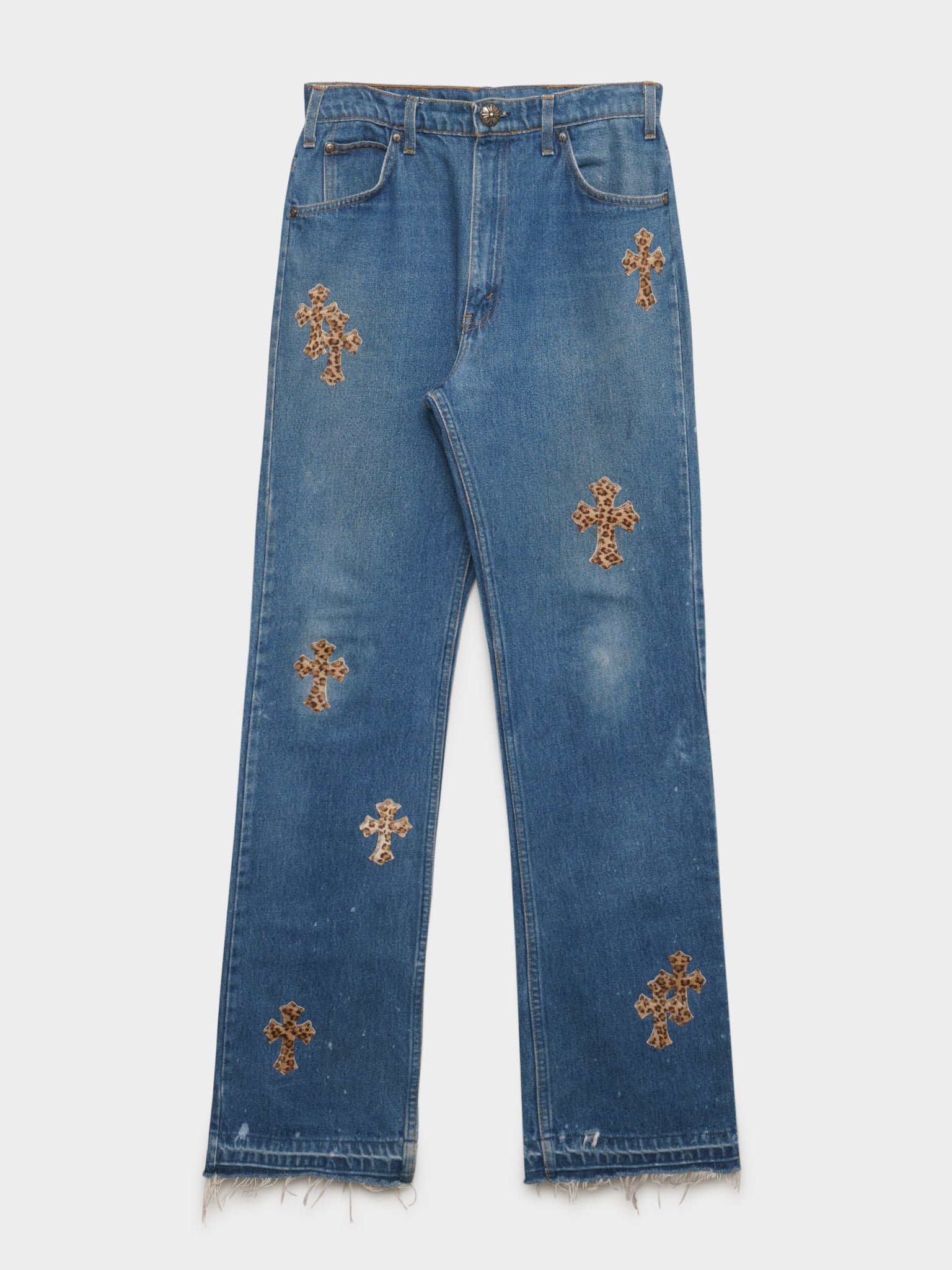 Chrome Hearts: Cheetah Patched Levi's Jeans | Groupie