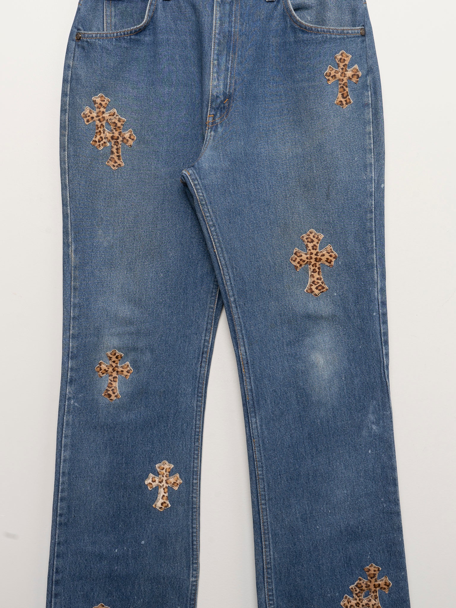 Chrome Hearts: Cheetah Patched Levi's Jeans | Groupie
