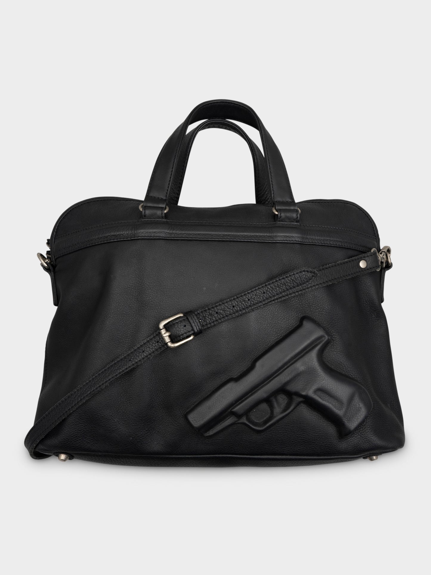 Leather Gun Embossed Messenger Bag