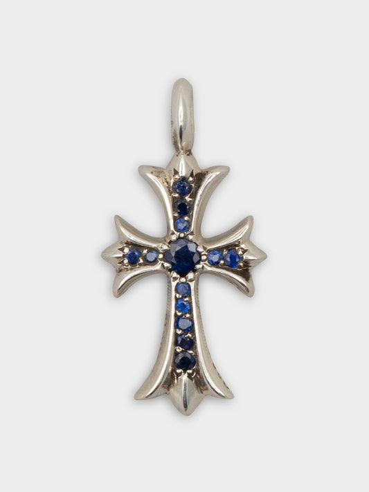 Blue Sapphire Tiny Fat Cross