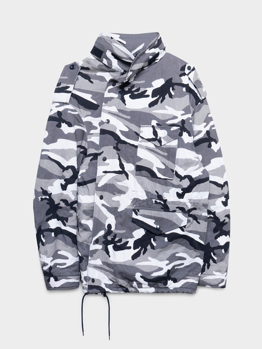 Oversized Snow Camo Off-Shoulder Jacket