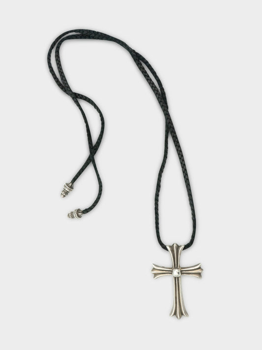 Large Cross Pendant on Braided Rope Necklace
