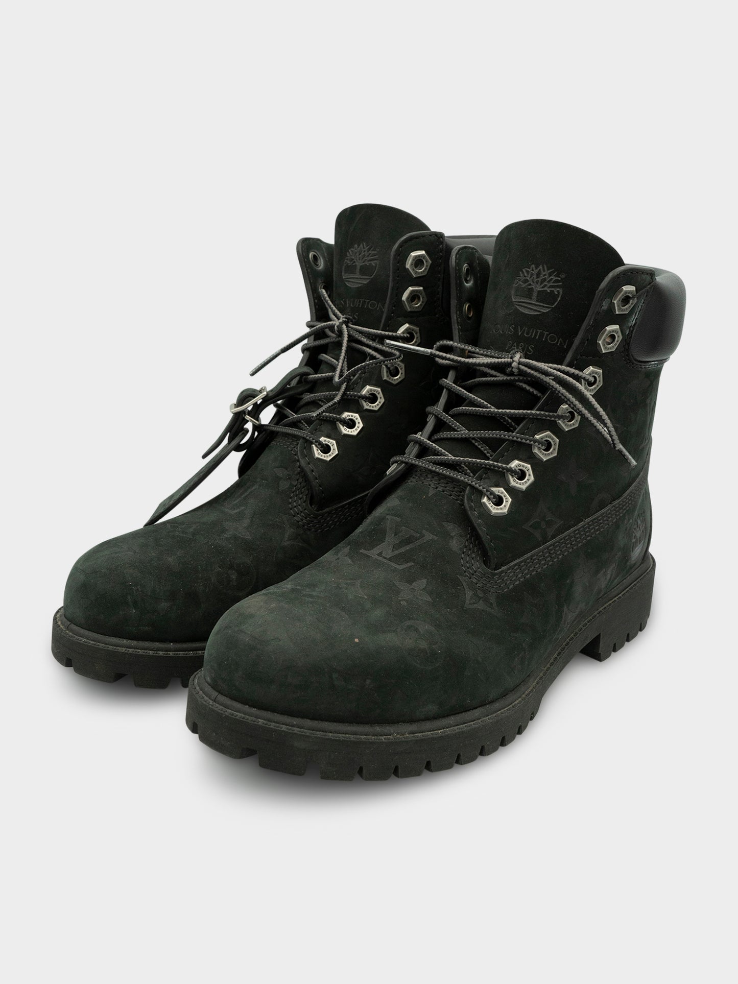 Black Monogram Timberlands