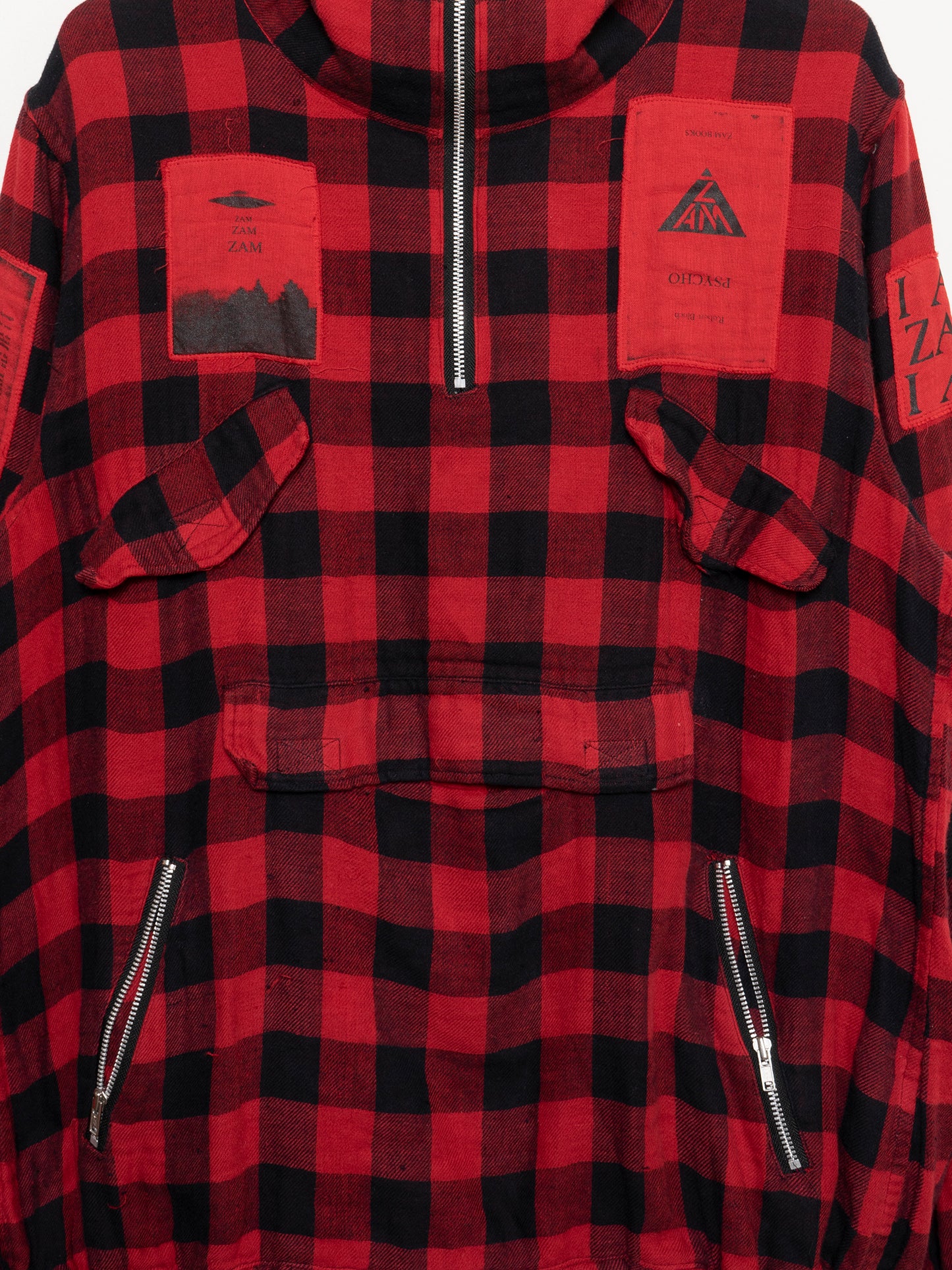 'T' Zamiang Plaid Patch Hoodie
