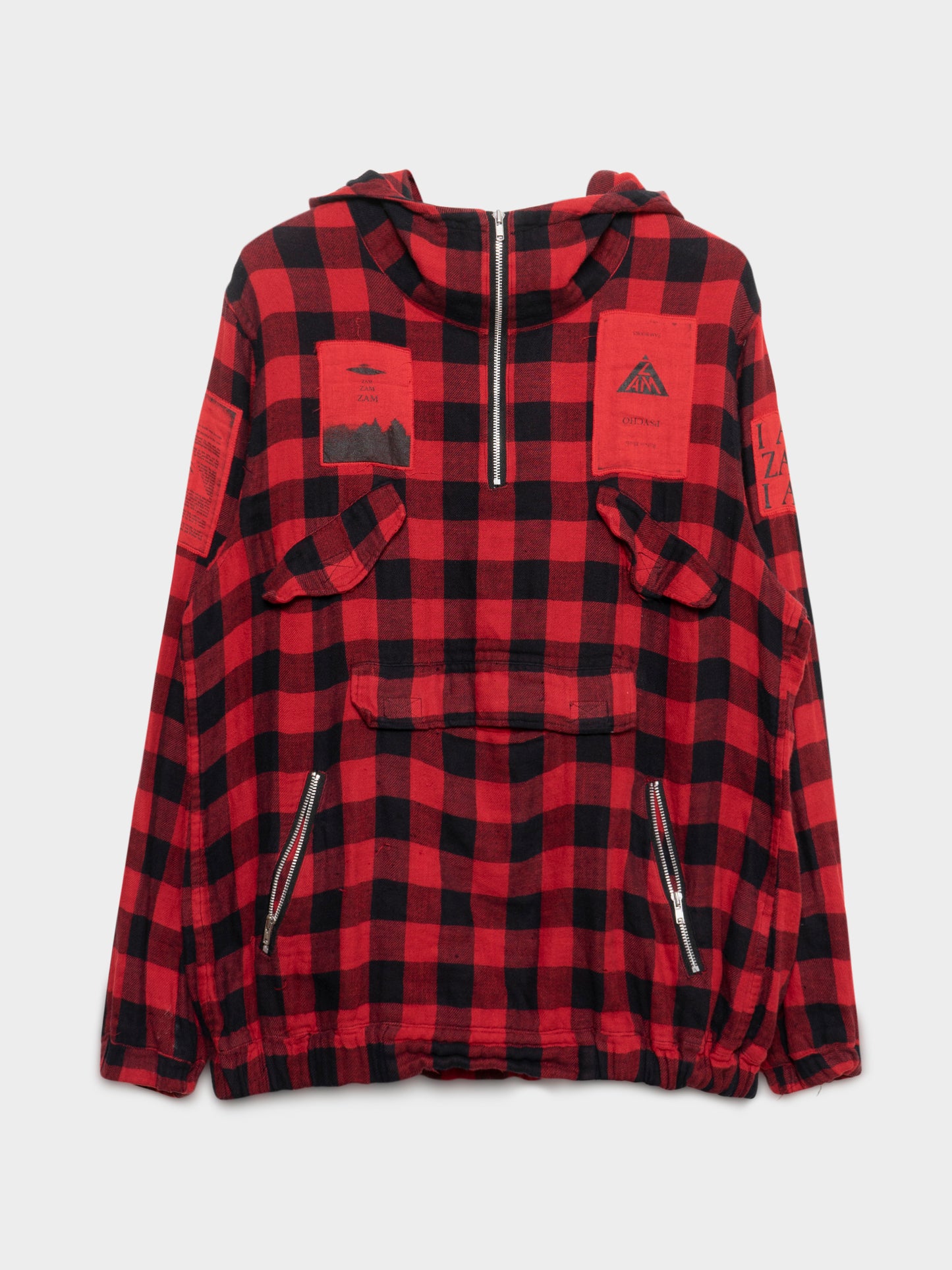 'T' Zamiang Plaid Patch Hoodie