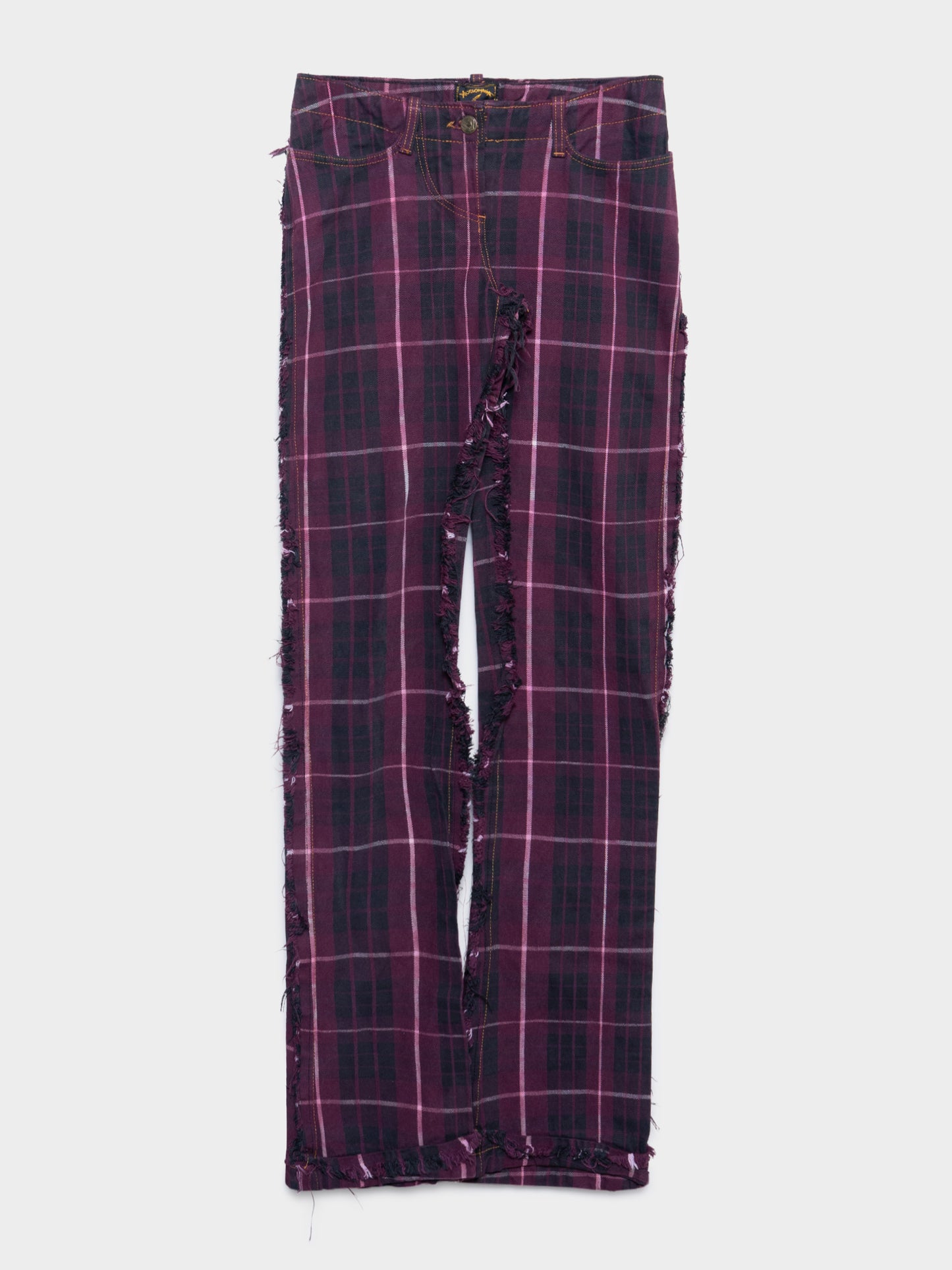 Plaid Fringe Jeans