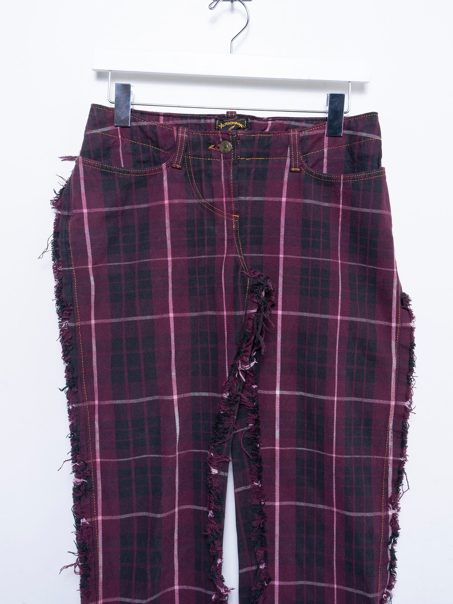 Plaid Fringe Jeans