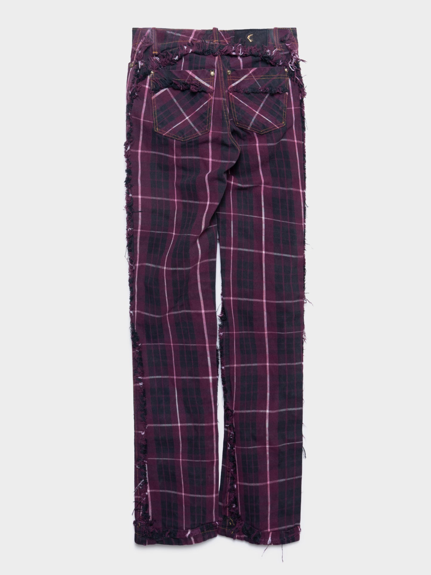 Plaid Fringe Jeans