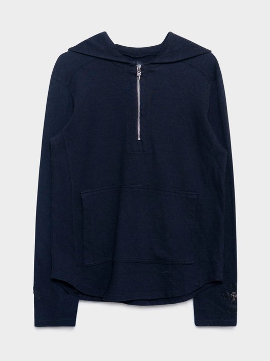 Half-Zip Silver Patched Hoodie