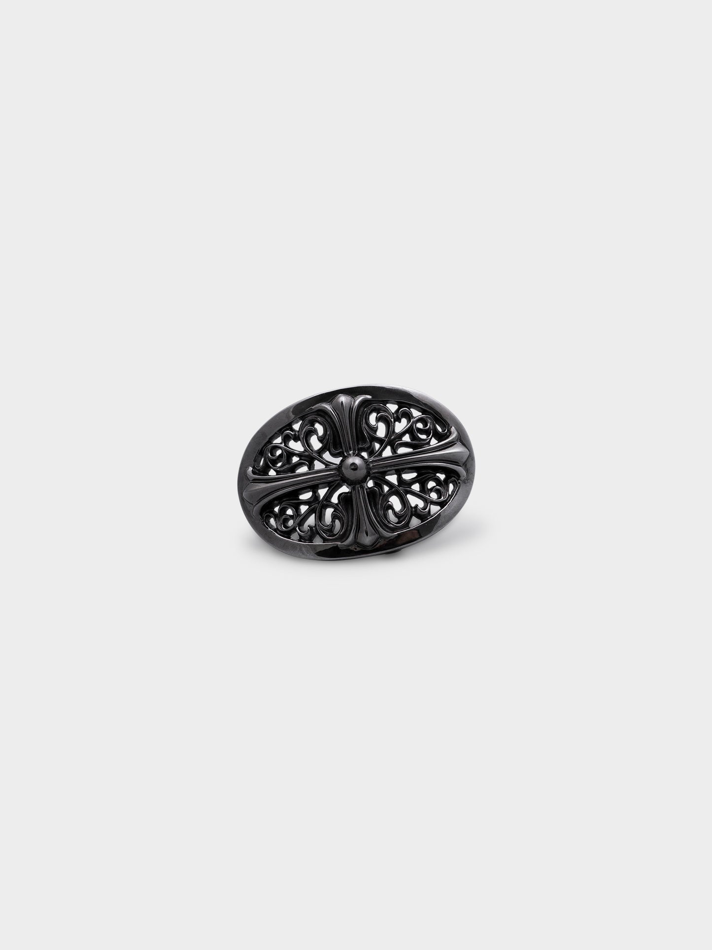 Black Rhodium Oval Cross Buckle