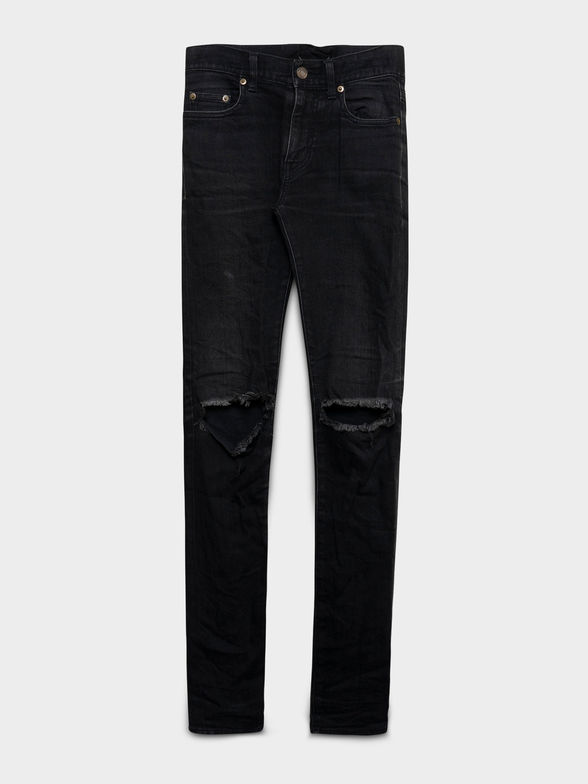 Double Ripped Jeans Buy Saint Laurent Double Ripped Knee D02 Jeans Online at Groupie