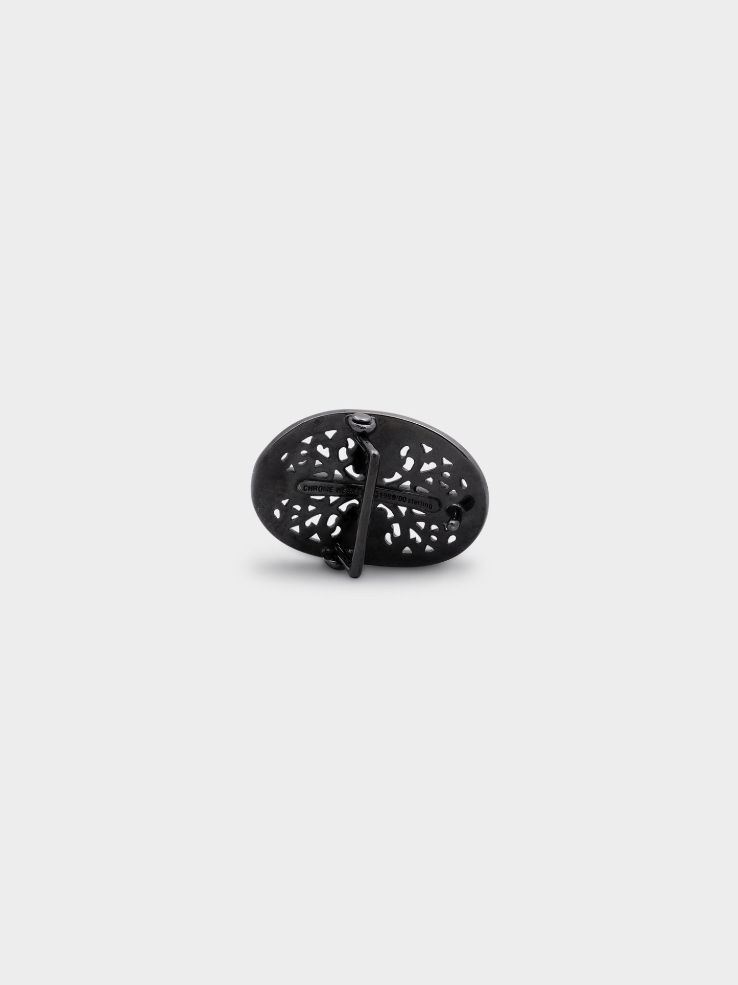 Black Rhodium Oval Cross Buckle