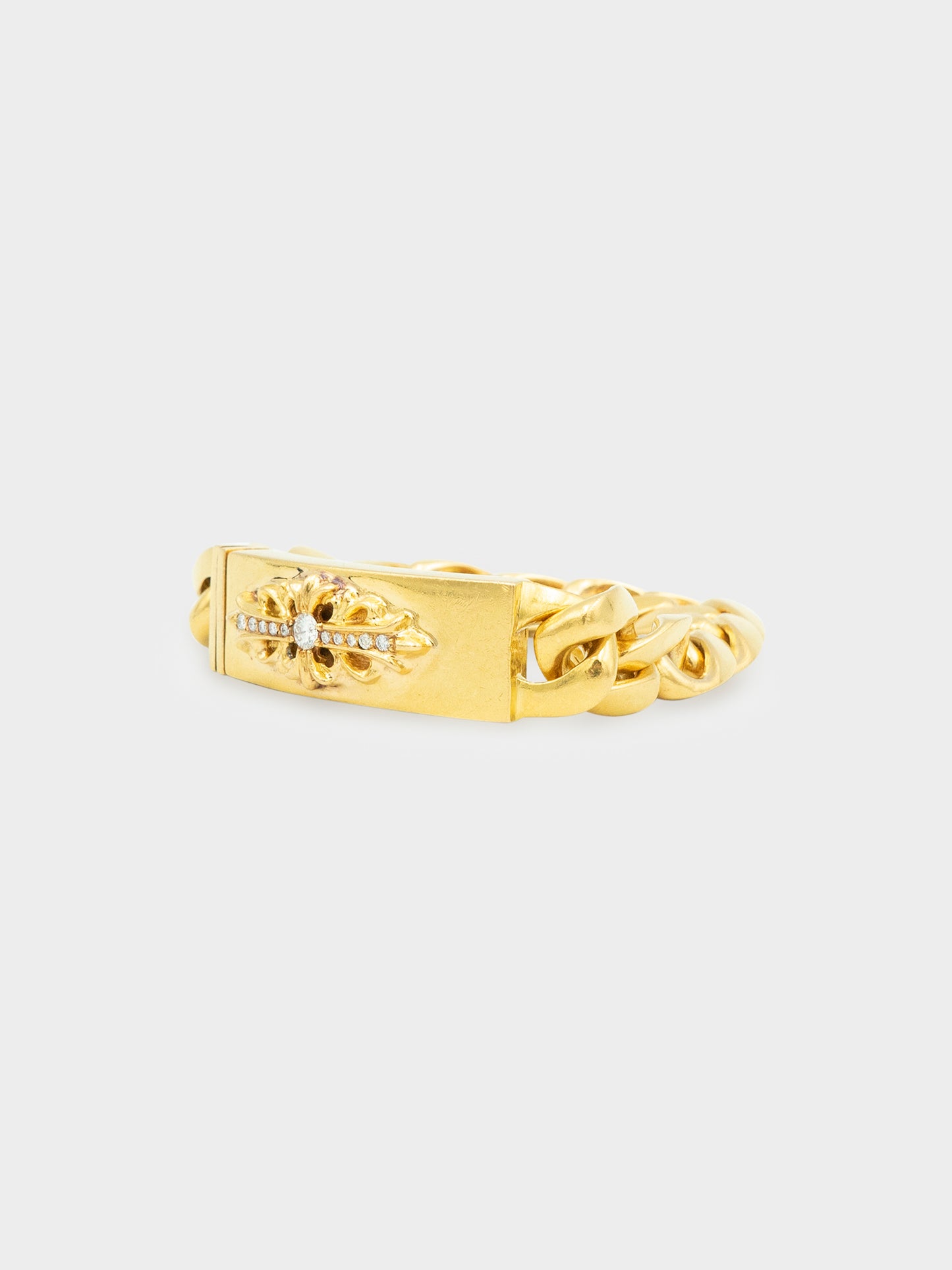 22K Diamond Floral ID Bracelet