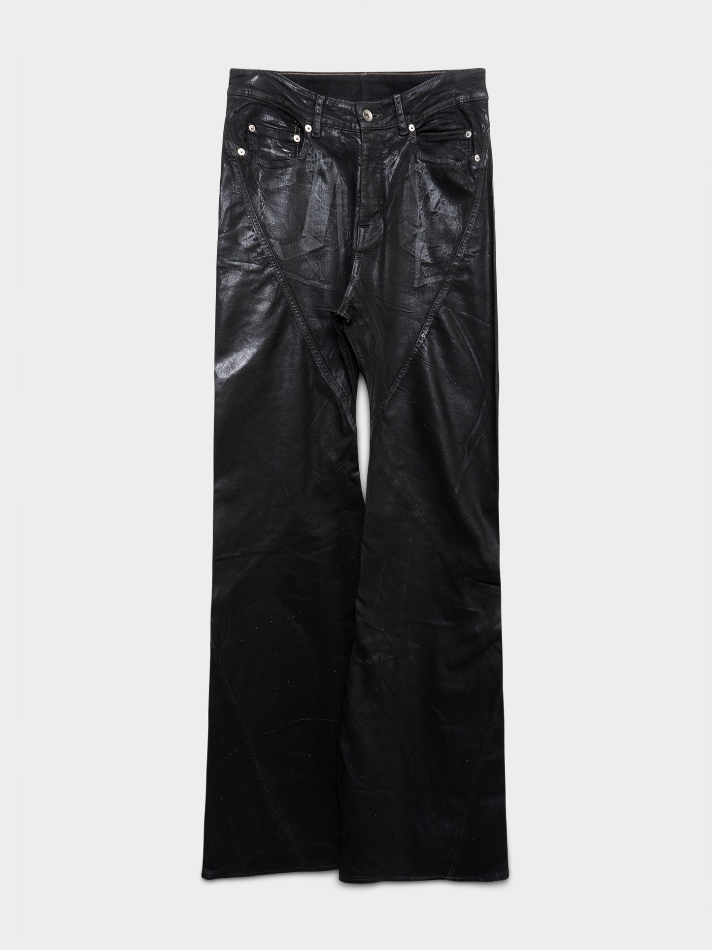 Waxed Bias Bootcut Jeans