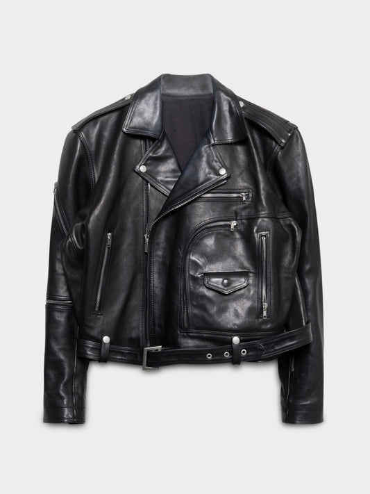 FW24 'Porterville' Cropped Horse Leather Jumbo Bauhaus Stooges Rider Jacket
