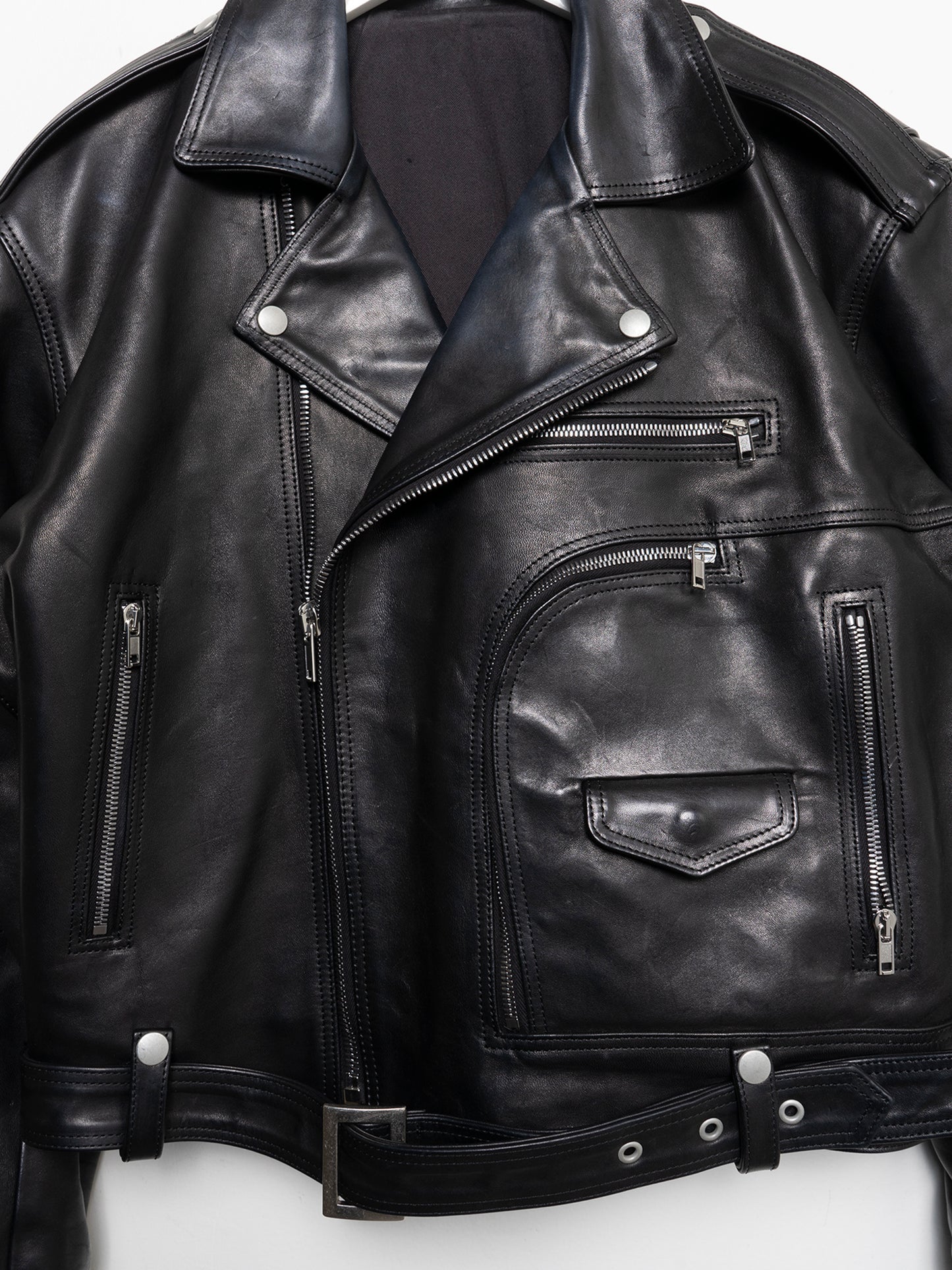 FW24 'Porterville' Cropped Horse Leather Jumbo Bauhaus Stooges Rider Jacket