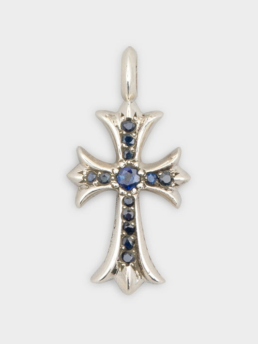Blue Sapphire Tiny Fat Cross Pendant
