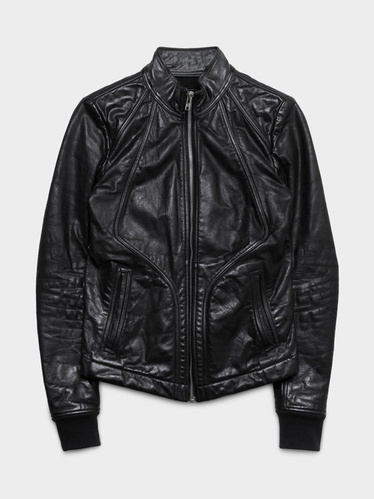 Intarsia leather jacket