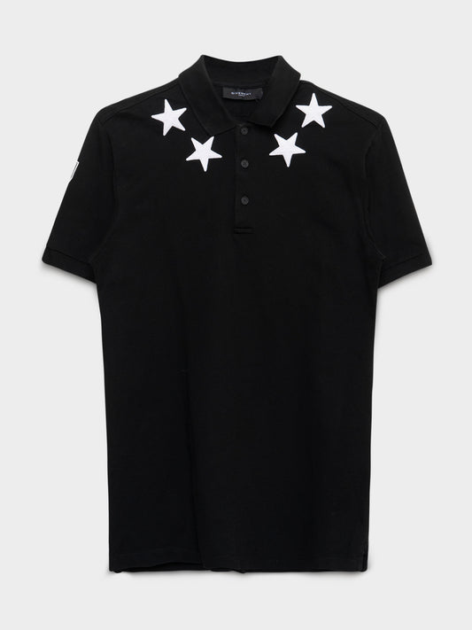 Triple Black Star Patch Polo Shirt