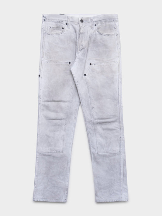 White Double Knee Carpenter Pants