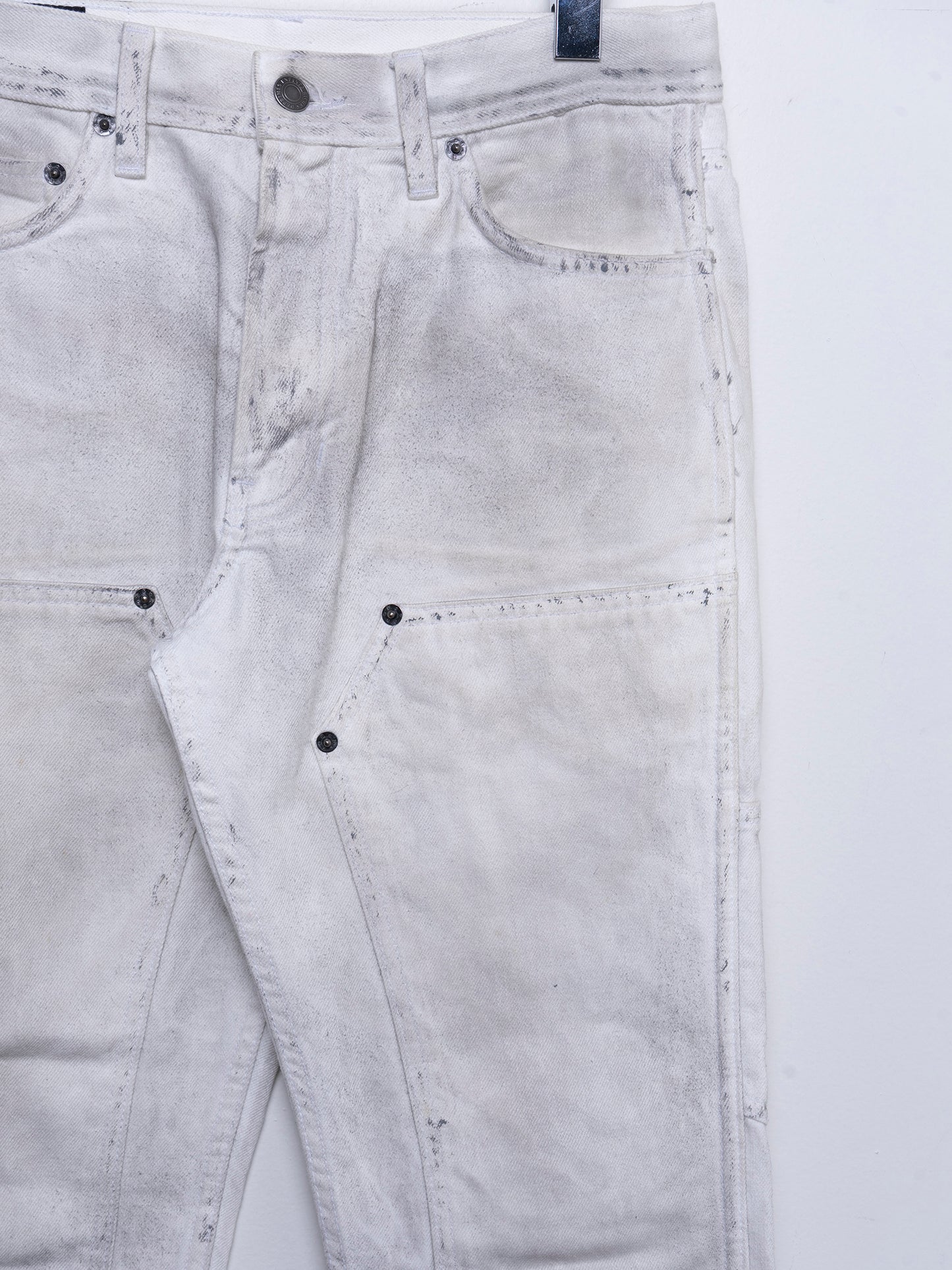 White Double Knee Carpenter Pants