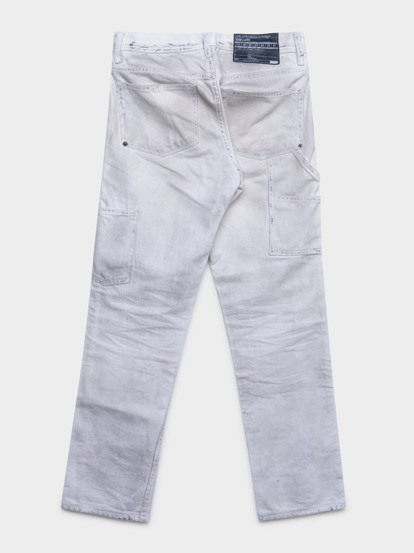 White Double Knee Carpenter Pants