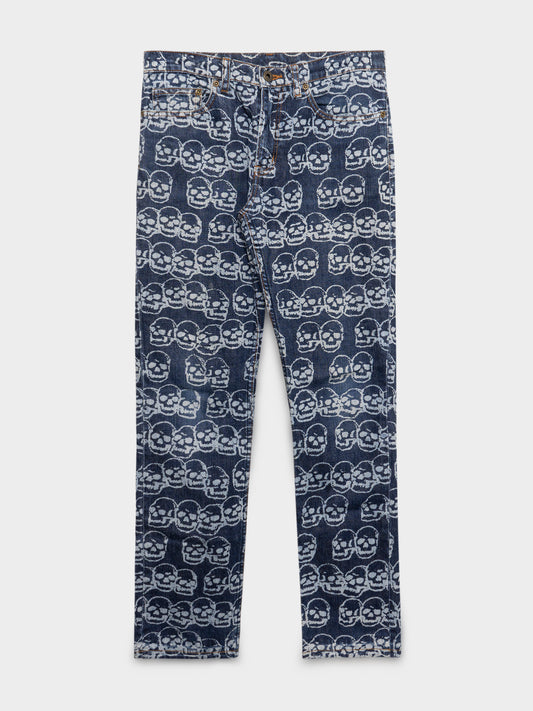 Blue Skull Print Jeans