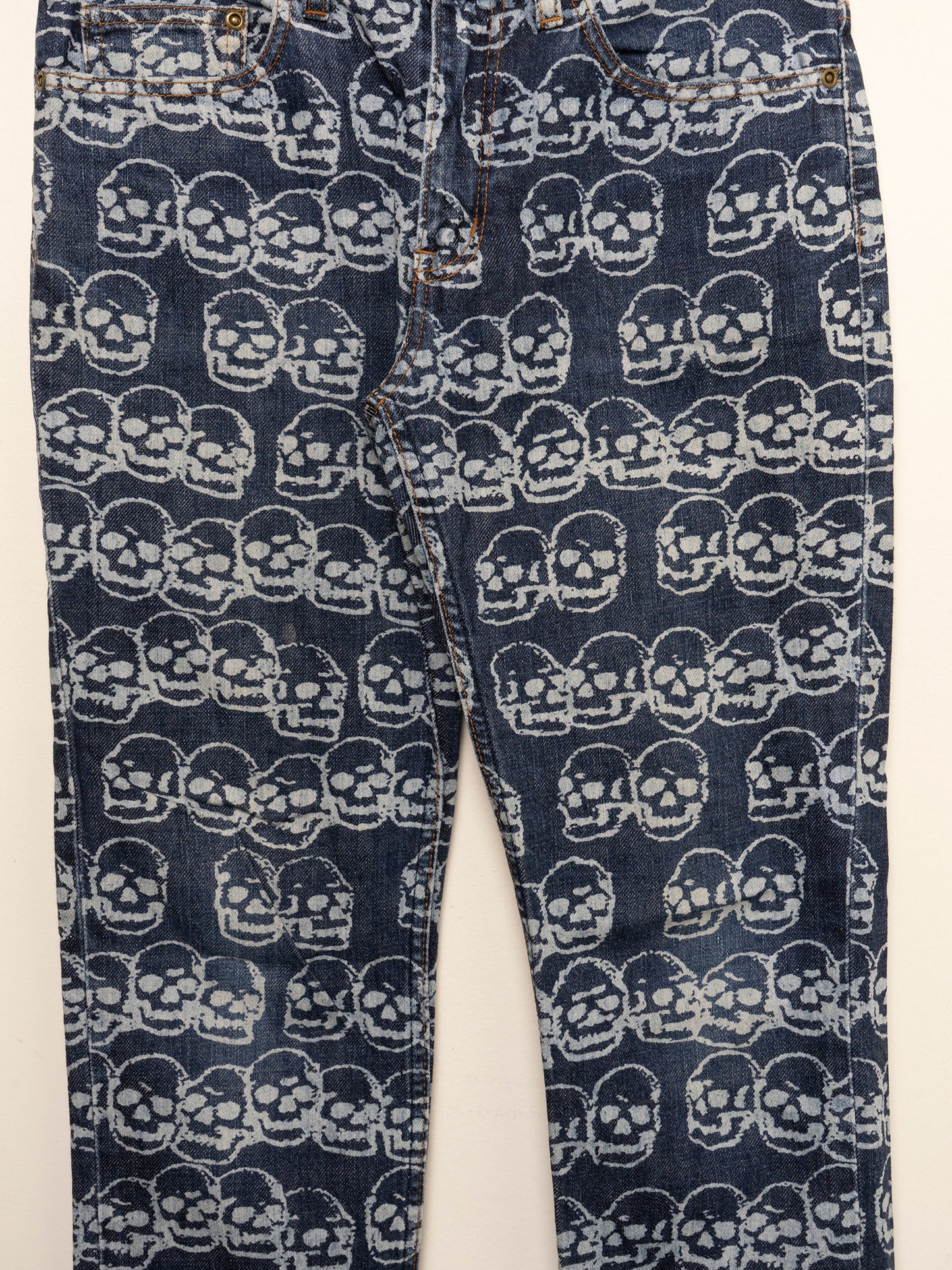 Blue Skull Print Jeans