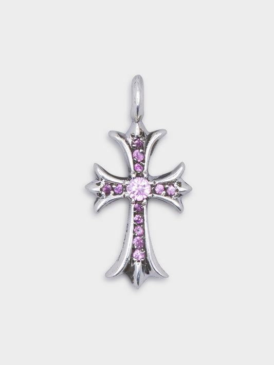 Pink Sapphire “Tiny Fat” Cross Pendant